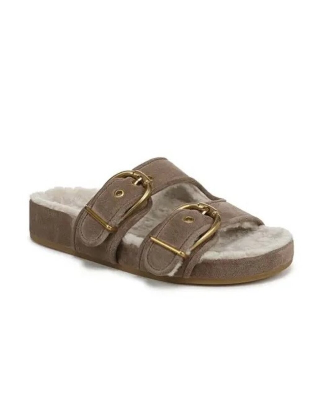 Veronica Beard Prue Shearling-Lined Suede Slide Sandals slide shoes size 8.5